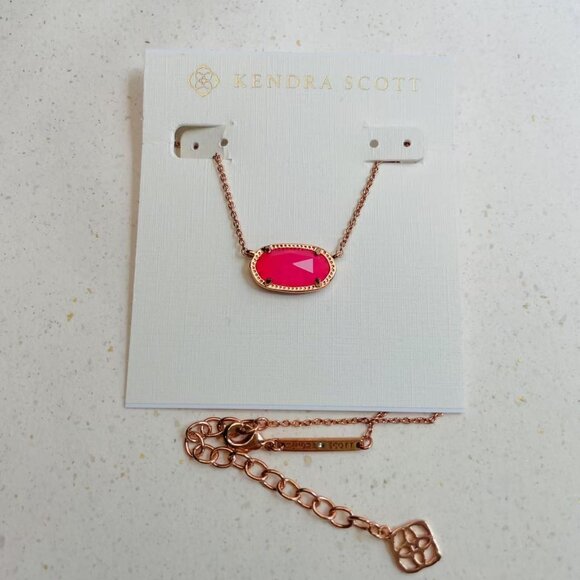 Kendra Scott Elisa Pink Azalea Rose Gold Necklace - Picture 2 of 4